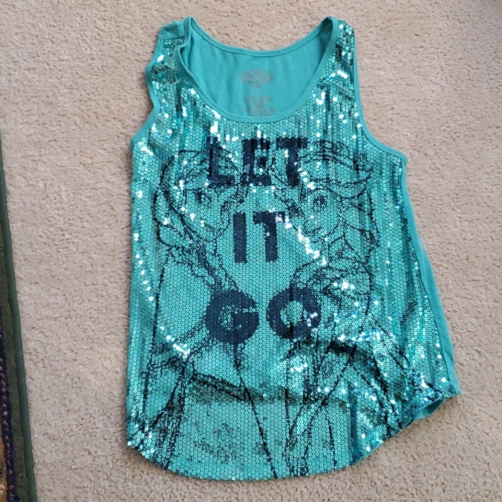 Official Disney Sequin Teal Frozen Tank Top